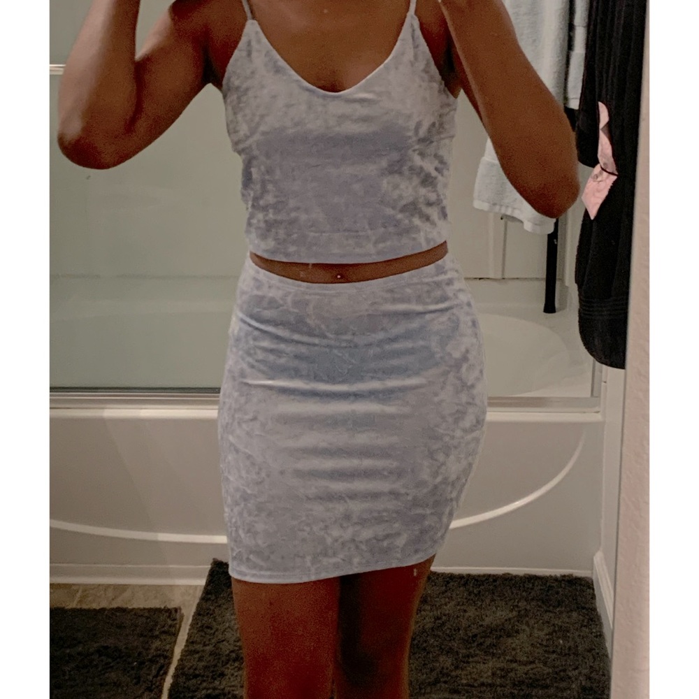 Velvet 2 piece skirt set